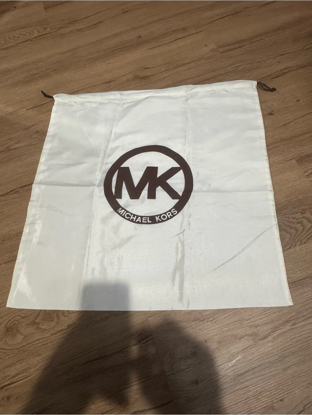 Michael Kors White Drawstring Dust Bag with Brown MK Logo